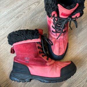 UGG Butte waterproof winter boots in a "Samba Red/Black"